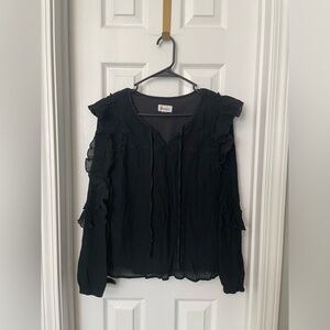 &Merci Black Ruffled Women's Top